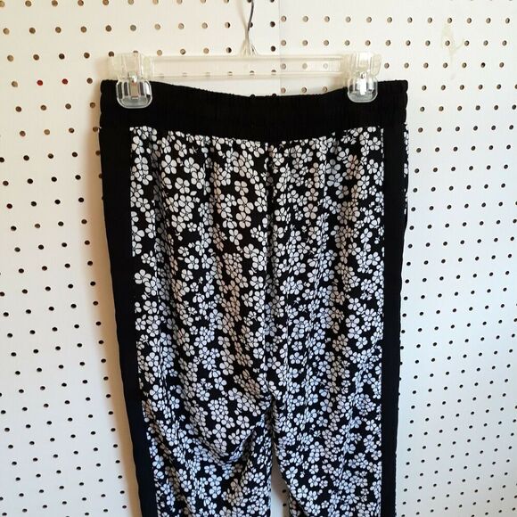 New Directions Womens Palazzo Pants Size S Polyester Floral Print Blk/White - Picture 5 of 10